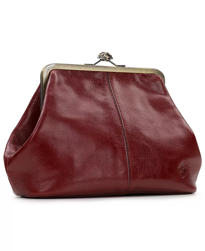 Classic Kiss-lock Closure Adorned Leather Bag